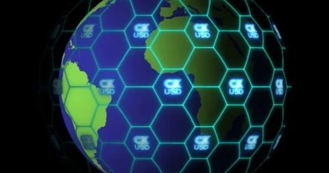 Earth is entangled by CK USD (CKUSD) blockchain network. Blockchain concept Stock Footage 102858871