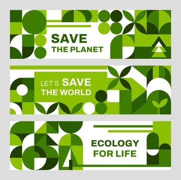 Earth environment banner with green pattern Illustrazione stock