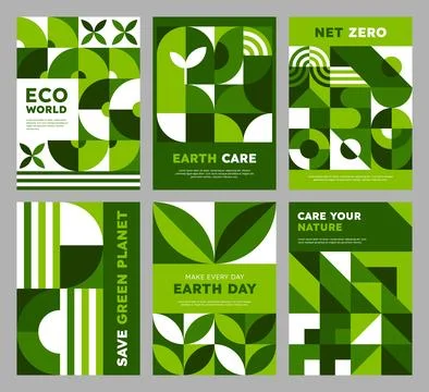 Earth environment poster with Bauhaus pattern Illustrazione stock