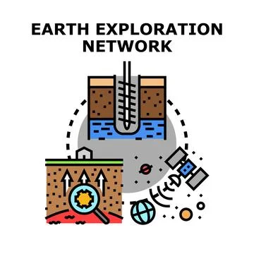 Earth exploration network concept for resource analysis Stock Illustration
