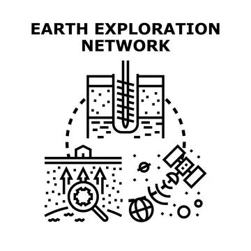 Earth exploration network concept for resource analysis Stock Illustration
