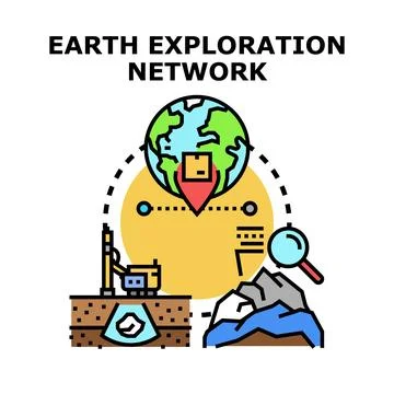 Earth exploration network conducting geological survey research Stock Illustration
