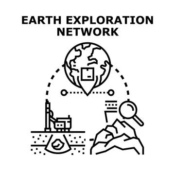 Earth exploration network conducting geological survey research Stock Illustration