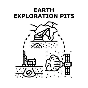 Earth exploration pits concept discovering mineral resources Stock Illustration