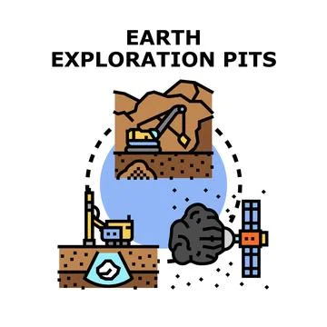 Earth exploration pits concept discovering mineral resources Stock Illustration
