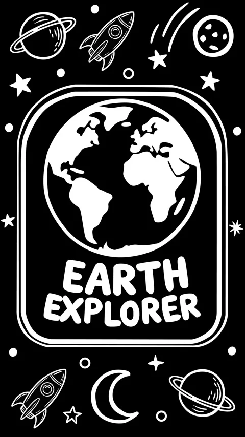 Earth Explorer Space Theme with Planet and Rocket Elements 스톡 동영상 333077326