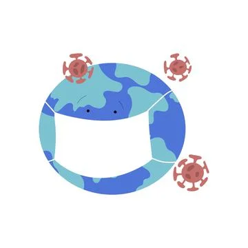 Earth with face mask Stock Illustration