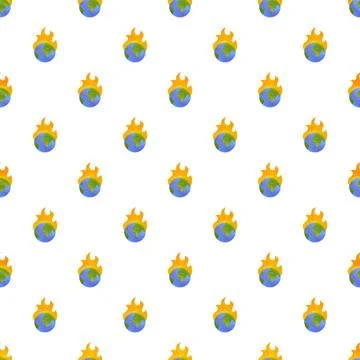 Earth on fire seamless pattern global warming concept イラスト素材