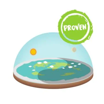 The Earth is flat. Flat earth concept illustration. stamp proven Ancient cosm Stock Illustration