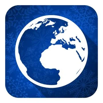 Earth flat icon, christmas button, world sign. Illustrazione stock