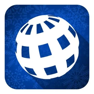 Earth flat icon, christmas button. Stockillustratie