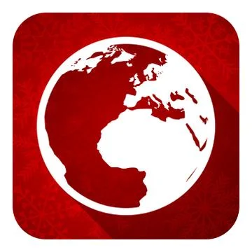 Earth flat icon, christmas button, world sign. Illustrazione stock