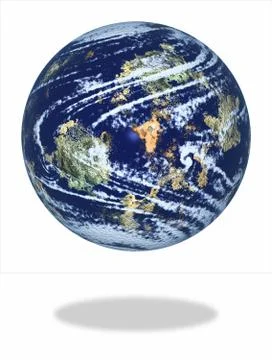 Earth floating on white render Stock Illustration