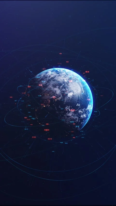 Earth futuristic HUD interface deep space cinematic aerospace, surveillance, sci Stock Footage 333961953