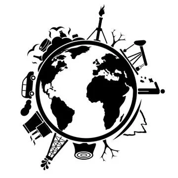 Earth with garbage and pollution Stock Illustration