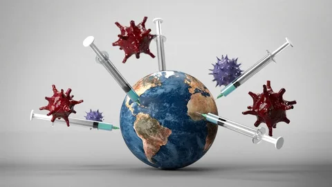 The Earth Get Multiple Vaccine to Destroy Corona Virus. Covid-19 Fell Apart 3 Stock-Footage 127968968
