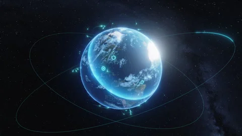 Earth with Global Network and Data Streams Stock Footage 296282157