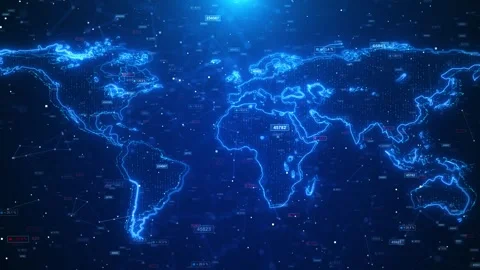Earth Global Network blue background. Modern business and technology, Circuit Stock Footage 312682634