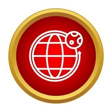 Earth global planet orbiting moon space icon Ilustração Stock