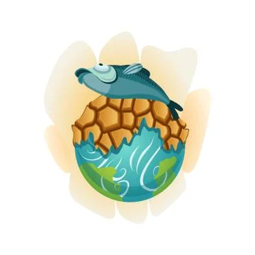 Earth global warming. Vector planet with dried up land and dead fish. Warning Stock Illustration