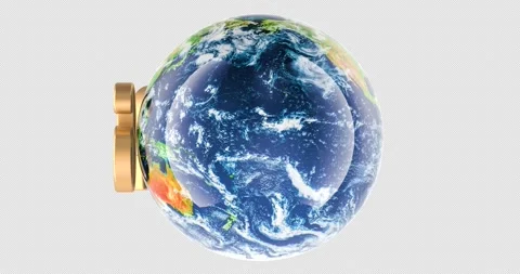 Earth Globe with 2026 rotation animation seamlessly loopable. 3D rendering .. Stock Footage 335662660