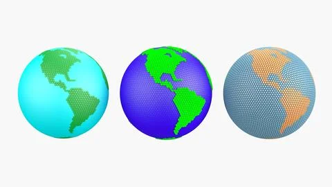 Earth globe 3D hexagons pack 3D Model