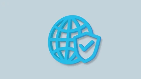 Earth globe 3d icon isolated on blue background. Shield with checkmark. 4K Stock Footage 156895527