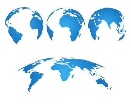 Earth globe. 3d world map with silhouette continents and oceans. Vector isolated Stock Illustration