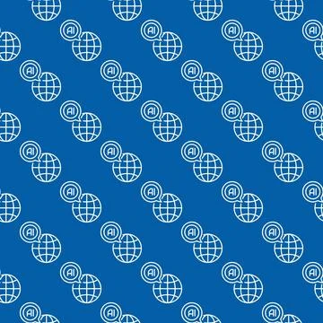 Earth Globe with AI Speech Bubble vector Artificial Intelligence blue line .. 스톡 일러스트