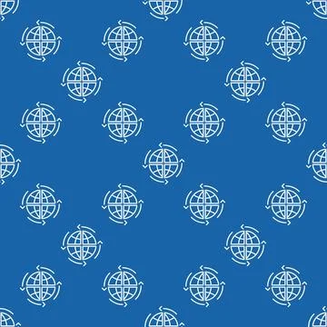 Earth Globe and Arrows vector Multipolarity thin line seamless pattern イラスト素材