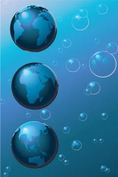 Earth globe and bubbles Stock Illustration