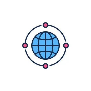 Earth Globe and Neural Network vector AI concept colored icon Illustrazione stock
