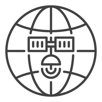 Earth Globe and Satellite vector concept outline icon Illustrazione stock
