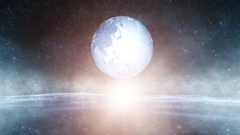 Earth globe and shining cyberspace background Video stock 228091419