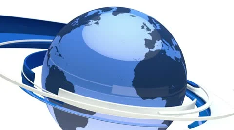 Earth globe animation (3D blue glass world) Stock Footage