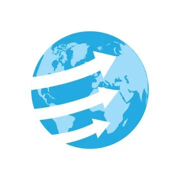 Earth globe with arrows concept Illustrazione stock
