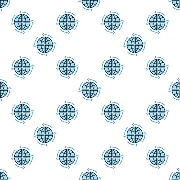 Earth Globe with Arrows vector Multipolarity blue seamless pattern Illustrazione stock