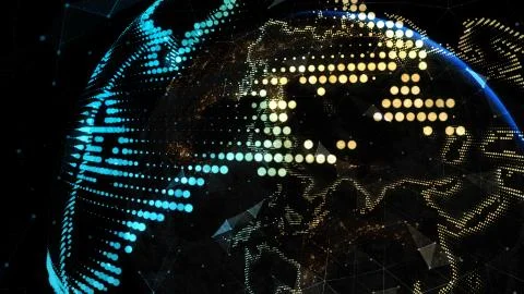 Earth Globe. Background with Light Effect. Global International Connectivity 스톡 일러스트