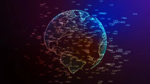 Earth Globe. Background with Light Effect. Global International Connectivity Illustrazione stock