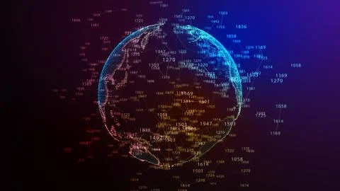 Earth Globe. Background with Light Effect. Global International Connectivity Stock Illustration