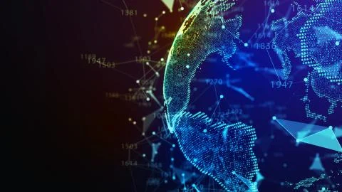 Earth Globe. Background with Light Effect. Global International Connectivity Illustrazione stock