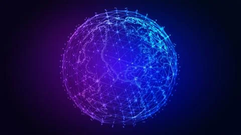 Earth Globe. Background with Light Effect. Global International Connectivity Illustrazione stock