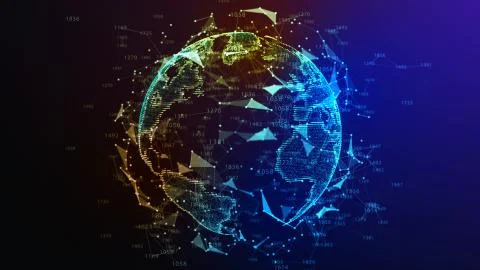 Earth Globe. Background with Light Effect. Global International Connectivity Illustrazione stock