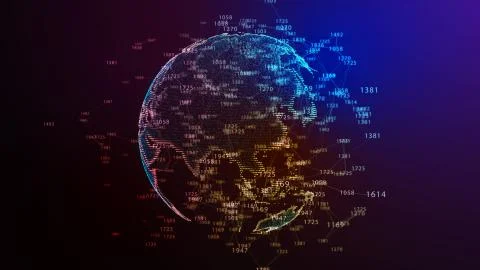 Earth Globe. Background with Light Effect. Global International Connectivity Illustrazione stock