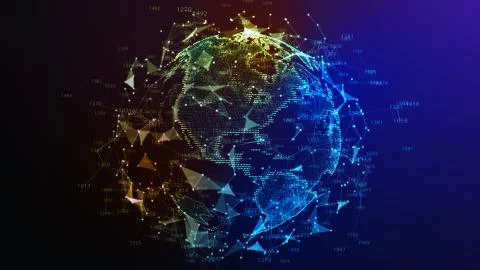 Earth Globe. Background with Light Effect. Global International Connectivity Illustrazione stock