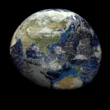 Earth globe with binary text illustration Stock Illustration