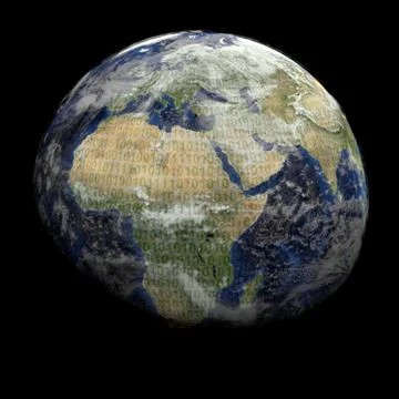 Earth globe with binary text illustration Stock Illustration