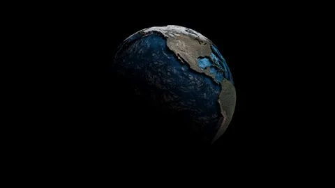 Earth globe on black background. Light coming from side. Stock Footage 261937567