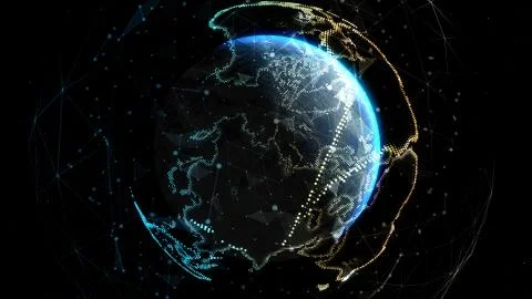 Earth Globe, Block chain network Technology concept. Elements of this image Illustrazione stock