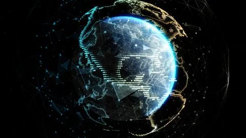 Earth Globe, Block chain network Technology concept. Elements of this image Illustrazione stock